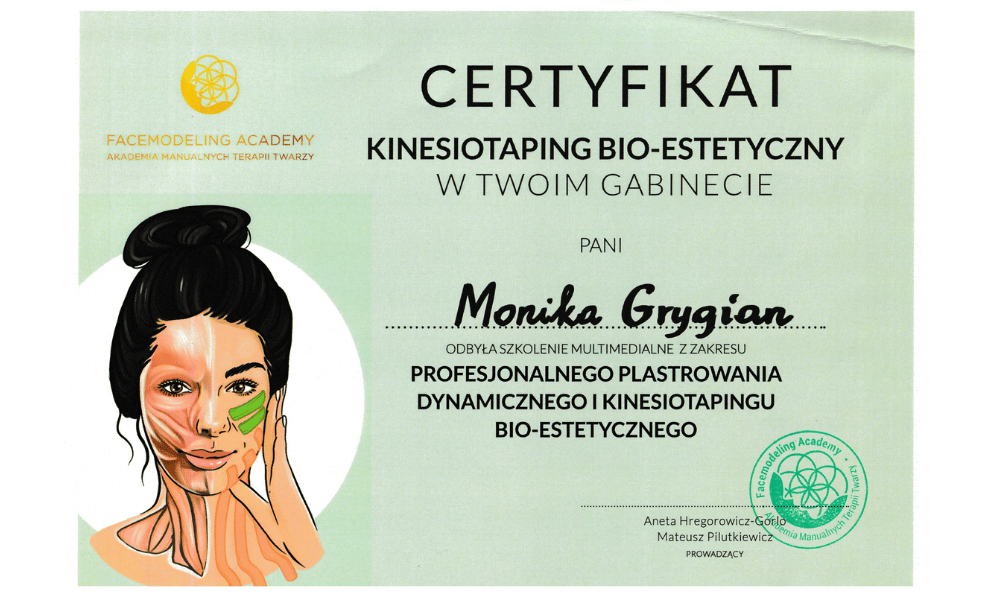 Certyfikat kinesiotaping bioestetyczny